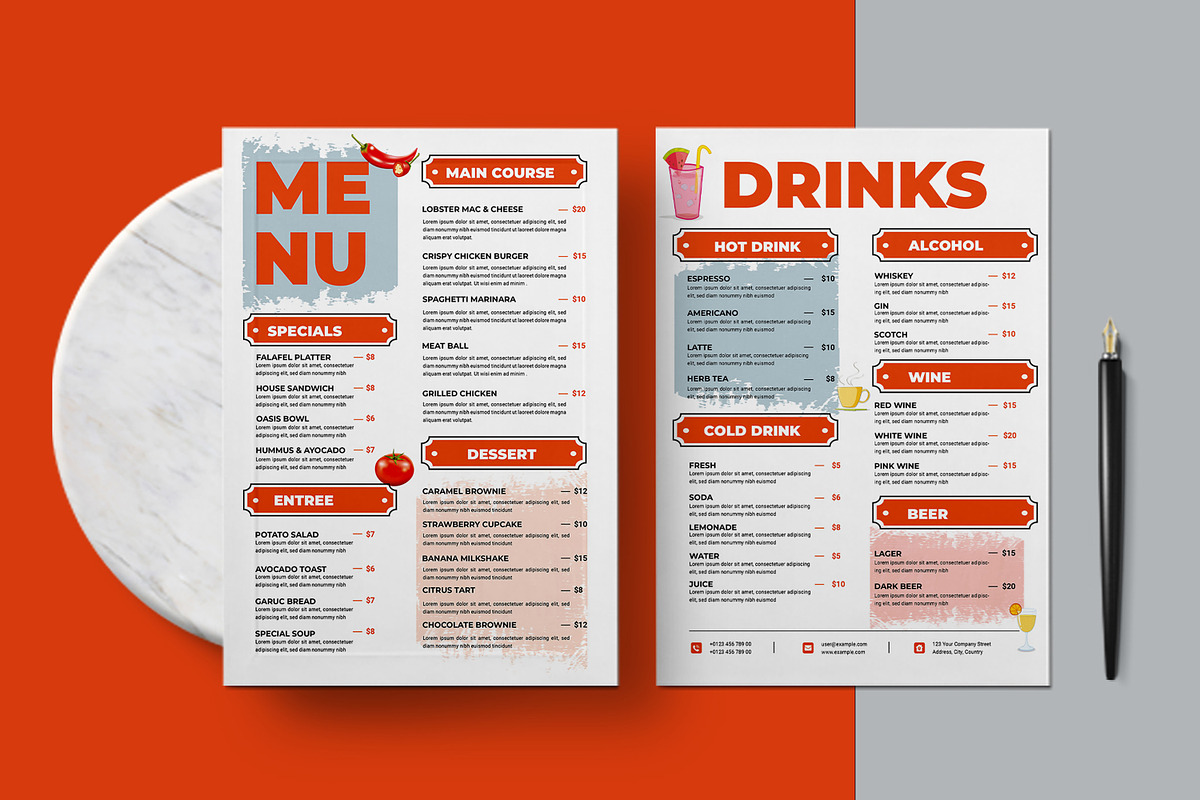 Food Menu Design Template, a Stationery Template by MightyDesign (Photo 1 of 8)