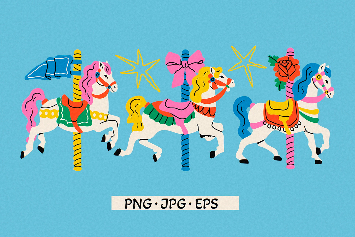 Carousel horses, an Animal Illustration by Twisted Tail (Photo 2 of 6)