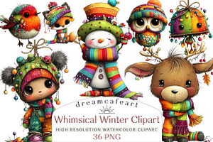 Whimsical Winter Clipart Bundle, an Illustration by DreamCafeArt