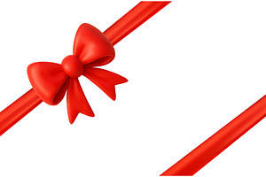 3d Red Ribbon with Bow for Gift., an Object Illustration by ModVector