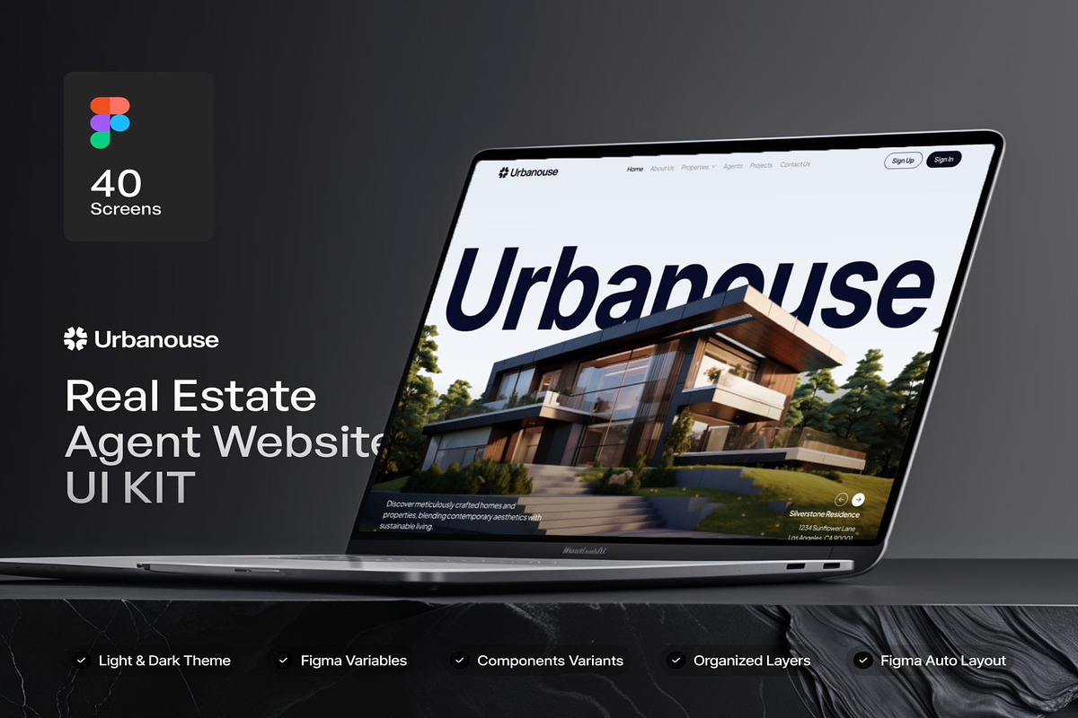 Urbanouse Real Estate Agent Website, an UI Kit Template by Creative Perspective (Photo 1 of 7)
