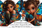 Butterfly Girls Whimsical Clipart, a Seasonal Illustration by Designking (Thumbnail 1 of 5)