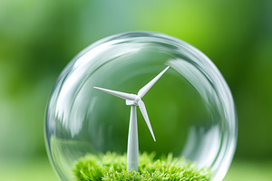 Wind turbine model and green grass, a Nature Photo by MistyDay