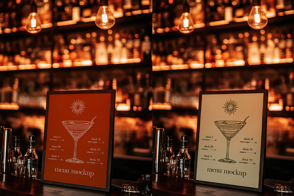 Menu Mockup Restaurant Bar, an Advertising Mockup by The Rose Project (Photo 1 of 2)