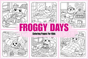 Froggy Days Coloring Pages For Kids, an Animal Illustration by Coco Bloom (Thumbnail 1 of 3)