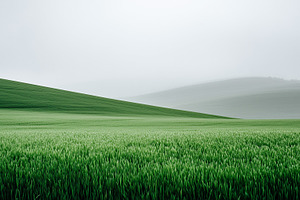 Green field of young grass with hill, a Nature Photo by MistyDay