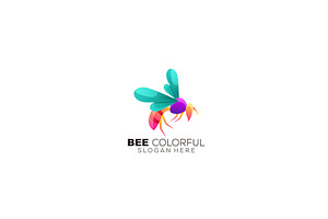 bee logo gradient color style design, a Branding & Logo Template by OmerStudio