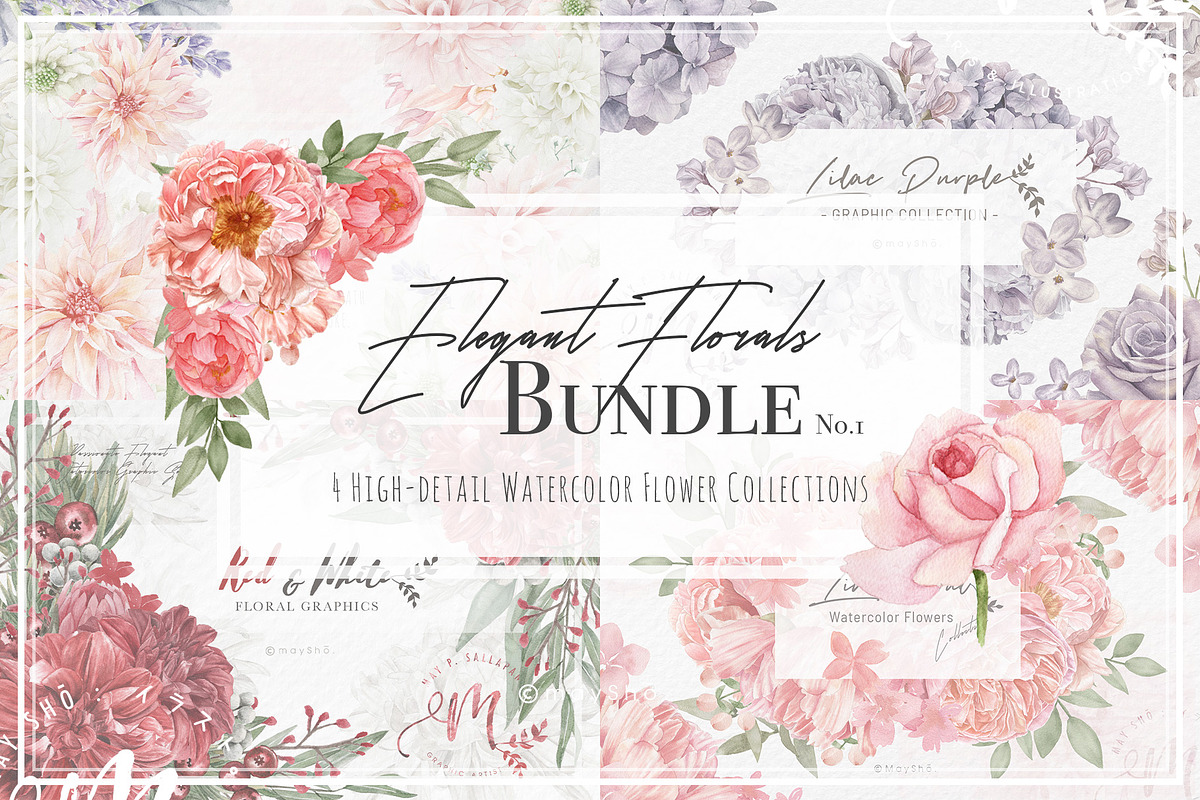 Elegant Florals Bundle 60% OFF, a Person Illustration by May • SHO (Photo 1 of 26)