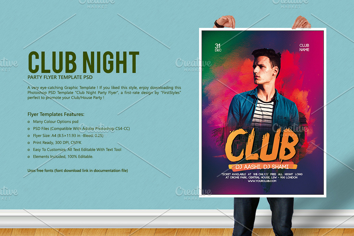 CLUB NIGHT PARTY FLYER, a Flyer Template by Flyer Arts (Photo 1 of 4)