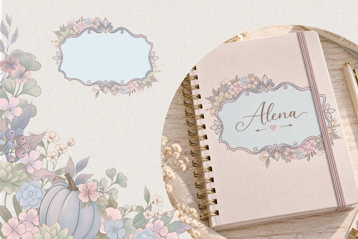 Blush Autumn Floral collection, a Seasonal Illustration by AlenaVlasko stock Market (Photo 4 of 9)