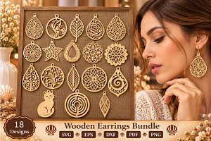 Wooden Earrings Laser Cut SVG
