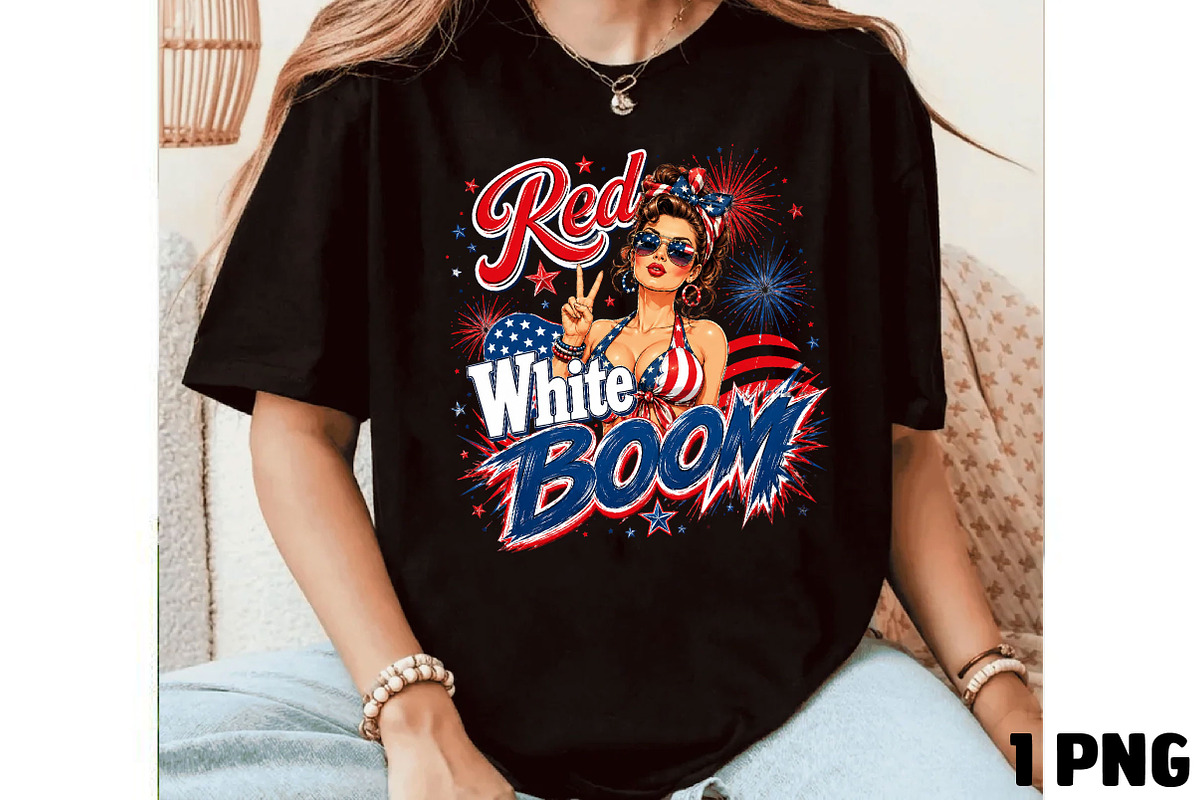 Red White and Boom 4th July PNG, a Seasonal Illustration by DreamCafeArt (Photo 3 of 6)
