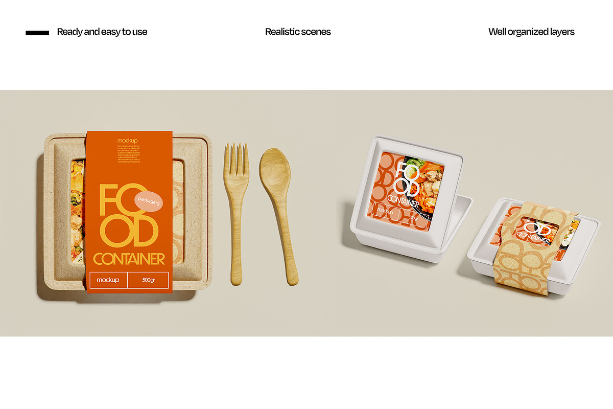 Food Container Packaging Mockup Set, a Cups & Container Mockup by Mego-studio (Photo 6 of 10)