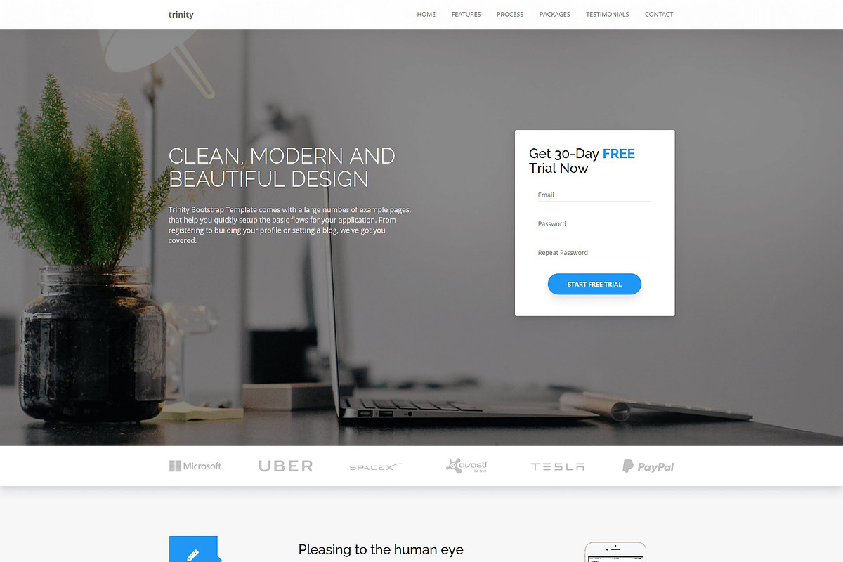 Trinity: Modern Website Template, a Bootstrap Template by Devero (Photo 2 of 8)