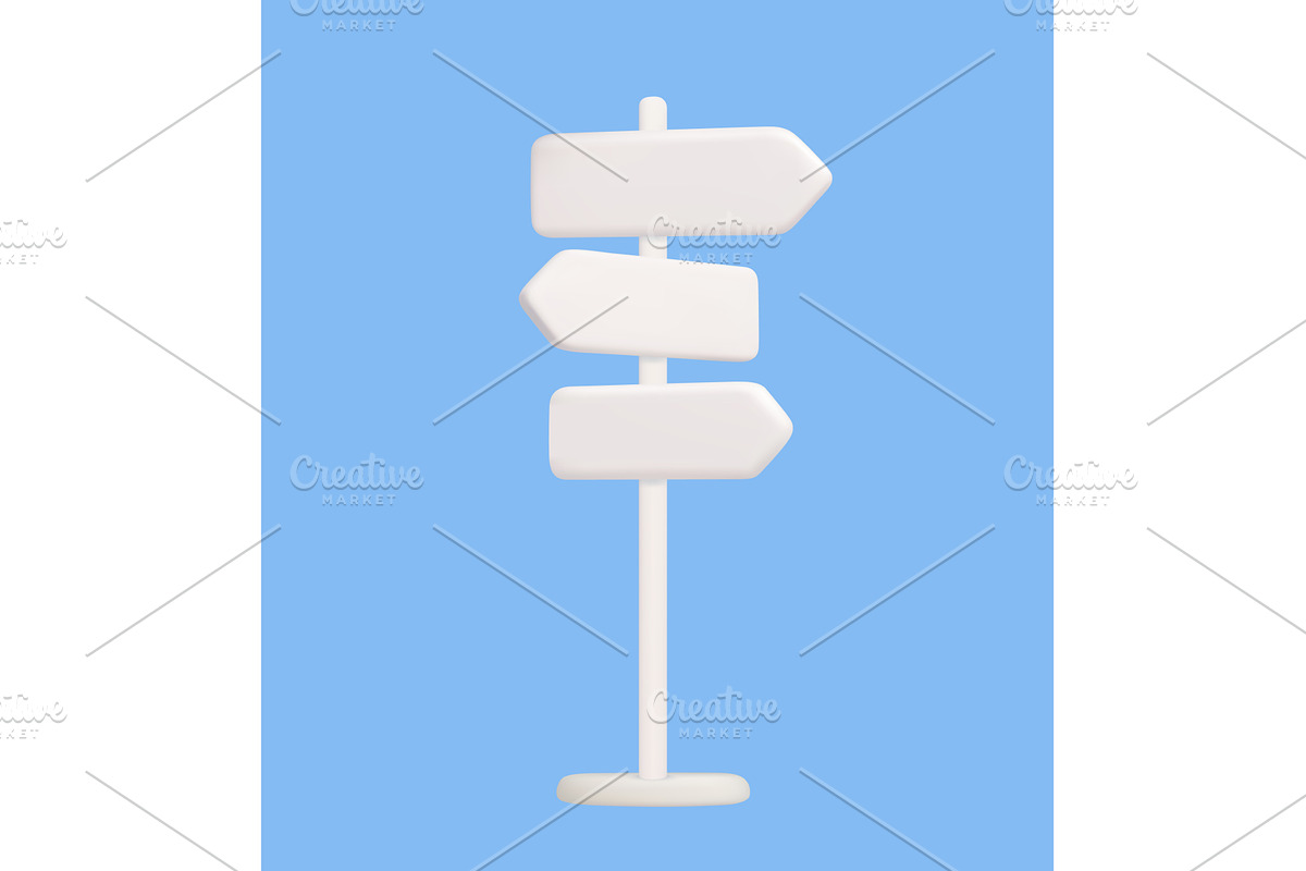 3D White Directional Signpost on, an Object Illustration by ModVector