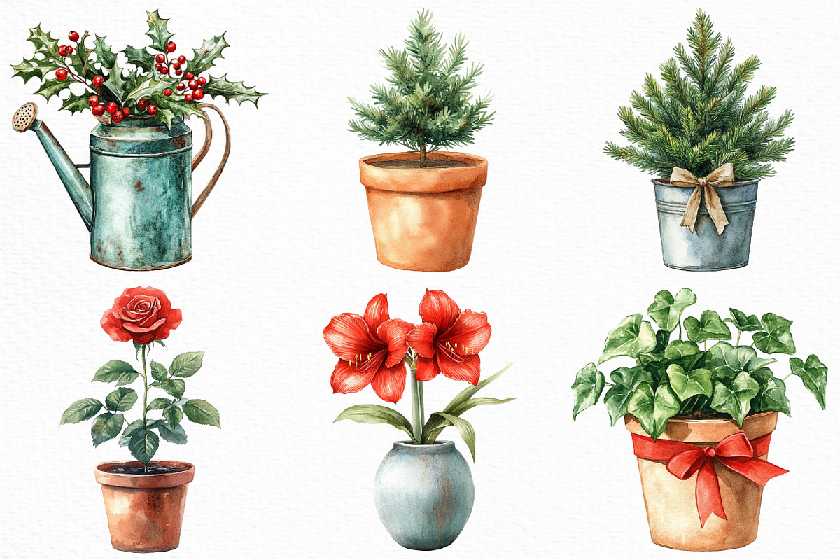 Christmas Indoor Gardening Clipart, an Illustration by Craft Nest (Photo 2 of 6)