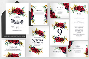 Wedding Invitation Suite - Burgundy, an Invitation Template by Azka Creative