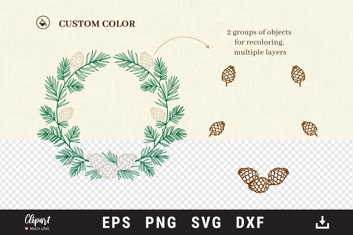 Christmas Wreath, Winter Monogram, an Object Graphic by ClipartMuchLove (Photo 4 of 8)