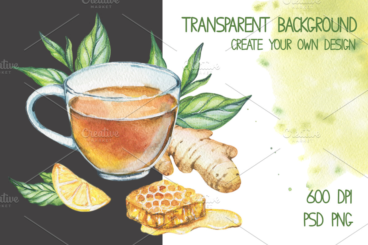 Watercolor Tea Set, a Food Illustration by Imaginasty (Photo 3 of 4)