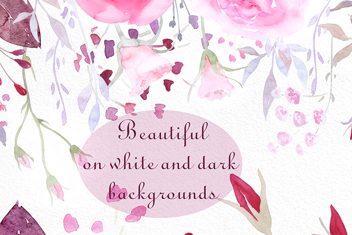 Watercolor Clipart Romantic Roses, a Decorative Illustration by AqwaColor (Photo 5 of 5)