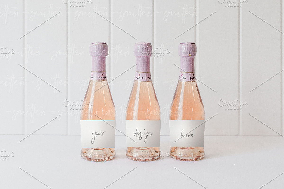 Pink Champagne Bottle Label Mockup, a Food & Drink Photo by Smitten Photo & Design (Photo 1 of 2)