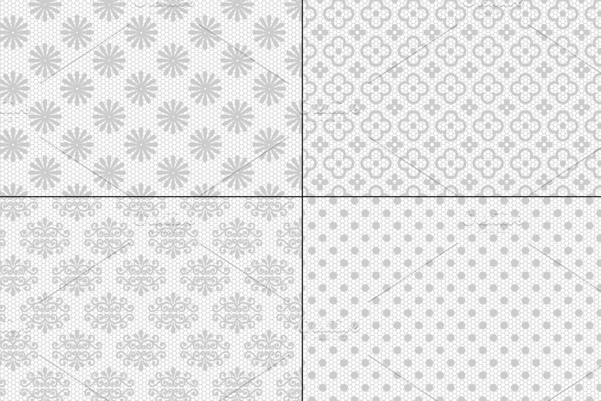 Seamless Gray Lace Patterns preview 5