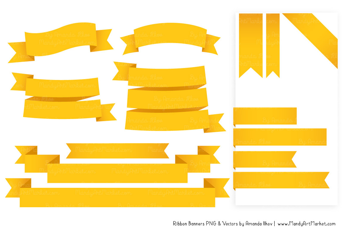 Yellow Ribbon Banner Clipart, an Illustration by Amanda Ilkov (Photo 4 of 4)