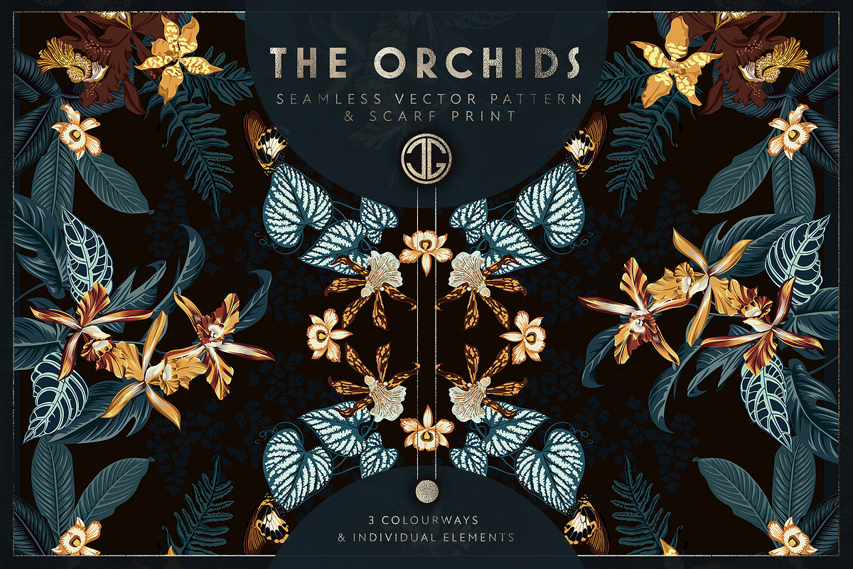THE ORCHIDS seamless vector pattern, a Pattern Graphic by C & G (Photo 1 of 9)