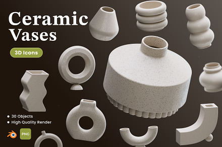 Ceramic Vases 3D Icons, an Object 3D Model by Azam Creative