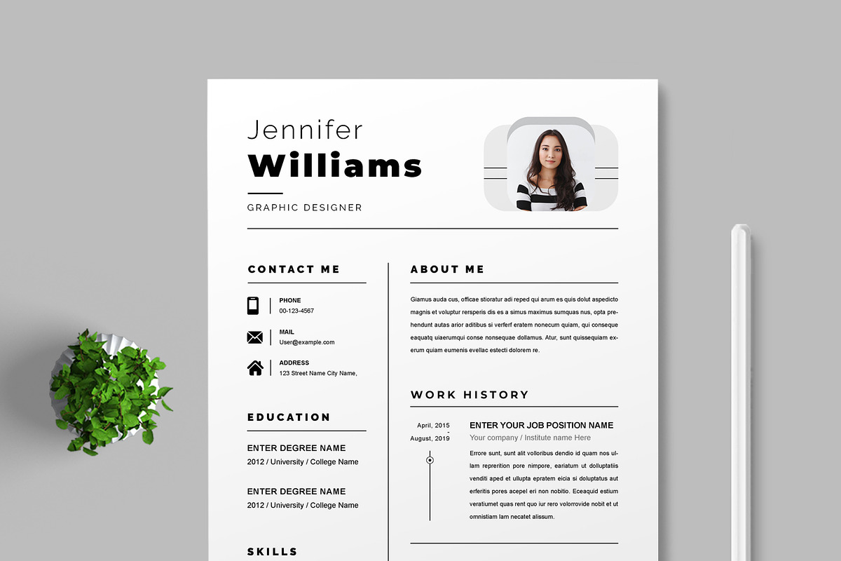 Clean Resume Layout, a Resume Template by MightyDesign (Photo 2 of 9)