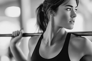 Focused young woman lifts a barbell, a Sports & Recreation Photo by MistyDay