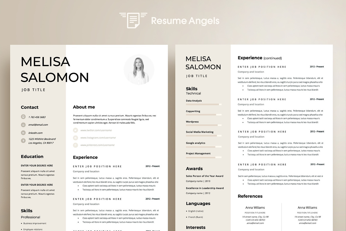 Resume Template 1, 2 page | Rome, a Resume Template by Resume Angels (Photo 4 of 10)