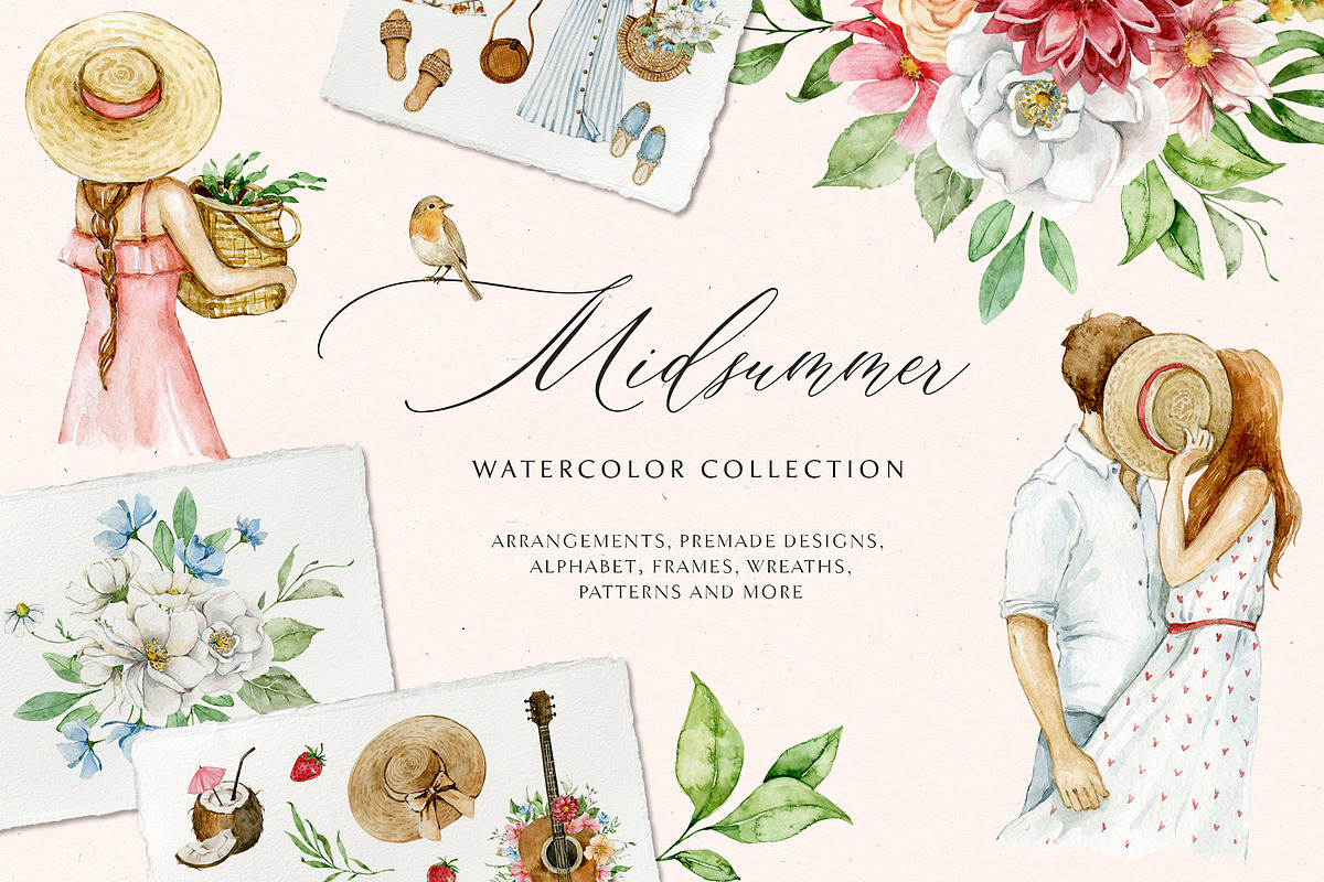 MIDSUMMER watercolor collection, a Person Illustration by long summer (Photo 1 of 15)