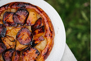 Homemade apple pie baked in a, a Food & Drink Photo by HalfPoint