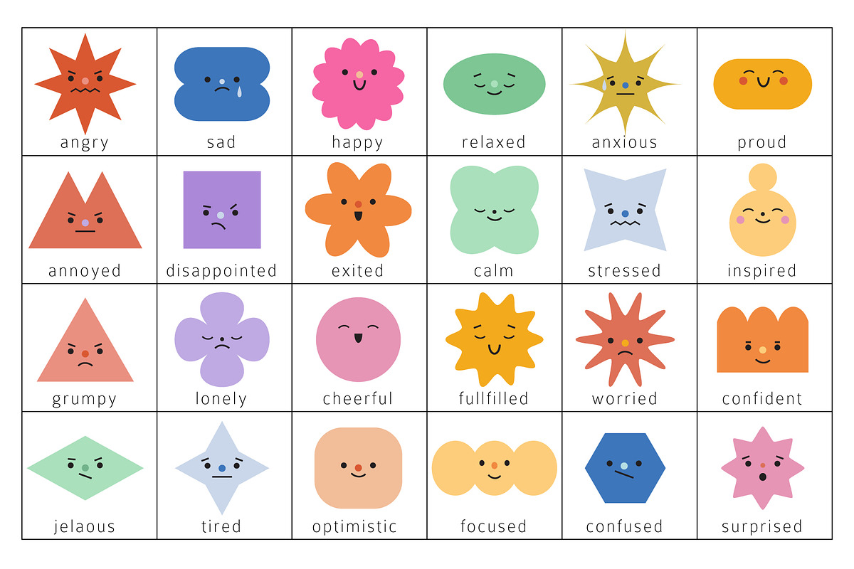 EMOTIONS: characters, flashcards, an Education Illustration by Lena Nikolaeva (Photo 3 of 8)