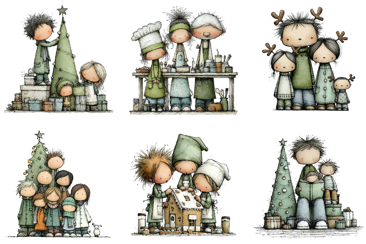 Christmas family Clipart, an Illustration by DreamArtGraphic (Photo 3 of 5)