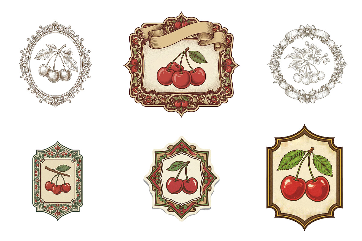 Vintage Cherry Label Printable, an Illustration by GatewayDesign (Photo 3 of 6)