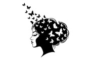 Woman Butterfly Hair Silhouette, an Object Illustration by yasushie (Thumbnail 18 of 31)