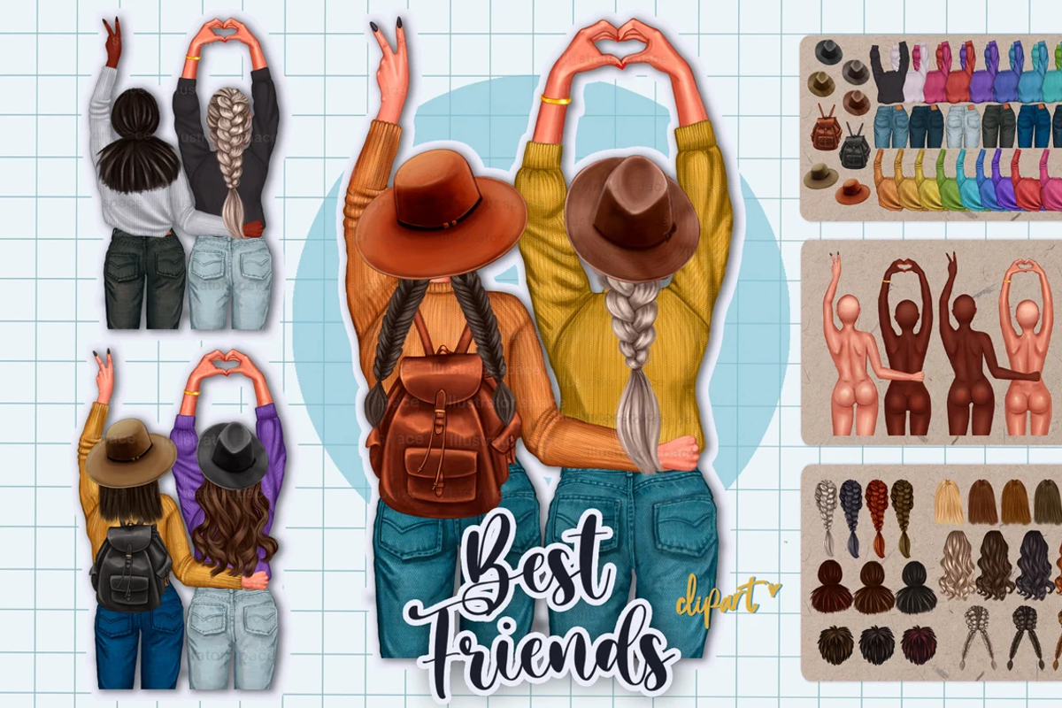 Best friends clipart, an Illustration by Illustrator Space (Photo 1 of 8)