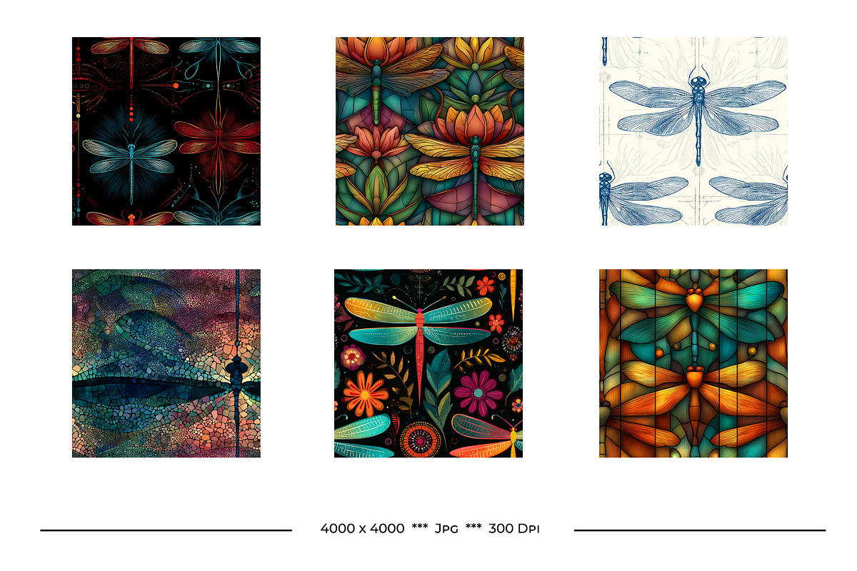 Dragonfly Retro Art Style Patterns, a Pattern Graphic by karenfoleyphoto (Photo 5 of 7)