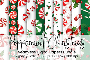 Peppermint Christmas Seamless, an Illustration by Mashimara