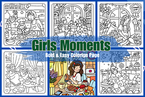 Girl Moments Coloring Book, a Decorative Illustration by Coco Bloom