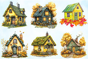 Yellow & Green Autumn Cottage PNG, an Illustration by Craft Nest (Thumbnail 3 of 6)