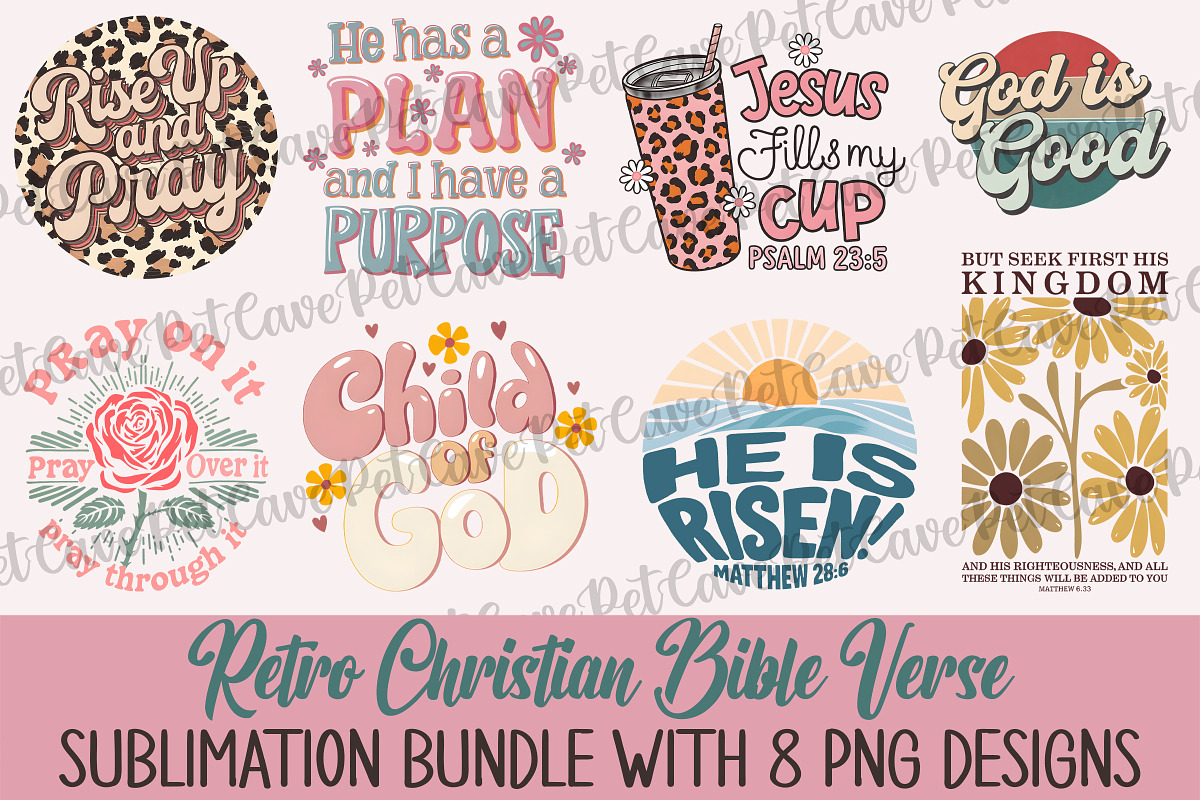 Retro Christian Bible Verse Bundle, a Graphic by Pet Cave (Photo 1 of 9)