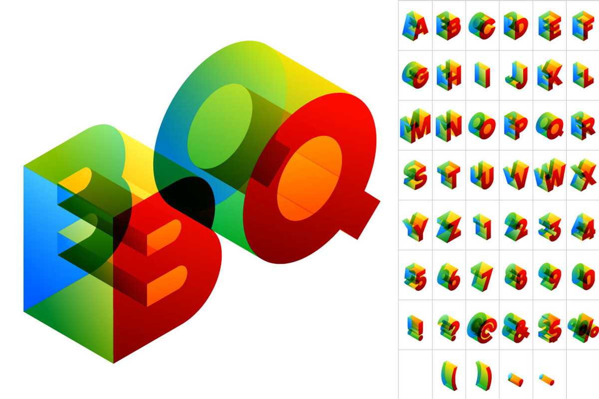 Vector colored isometric alphabet preview 5