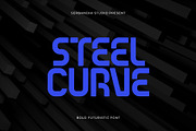 Steelcurve Futuristic Tech Font, a Sans Serif Font by Serbaneka Studio (Thumbnail 1 of 9)