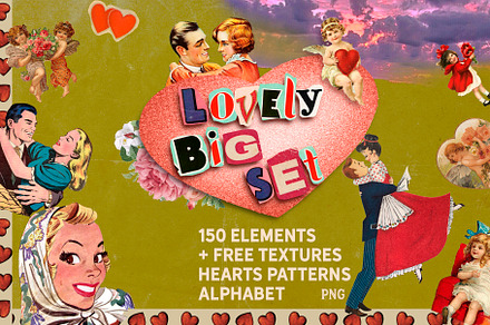 Valentines day RETRO Design SET
