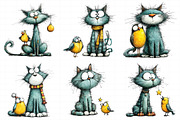Cat And Bird Christmas Clipart, an Illustration by Daily.Designs (Thumbnail 3 of 5)