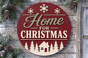 Home For Christmas Door Hanger SVG, an Object Graphic by Libby Wishes (Thumbnail 1 of 4)