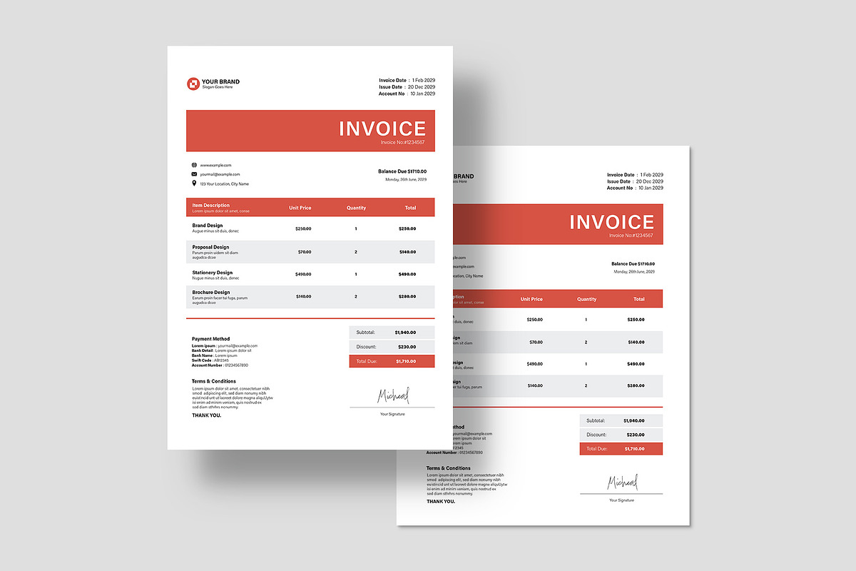 Bold Invoice Template, a Flyer Template by BrandPacks (Photo 2 of 4)